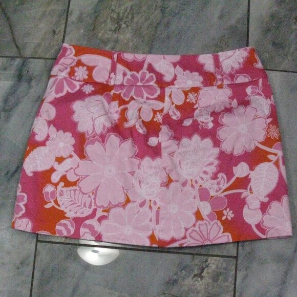 New York & Company Pink Floral Cotton Mini Skirt Size 8 - Picture 4 of 5